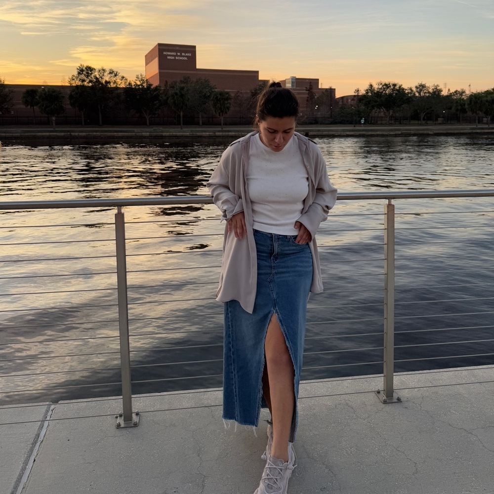 American Eagle Denim Blue Maxi Skirt